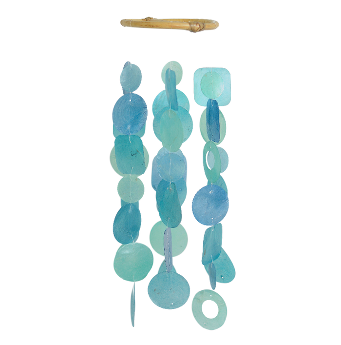 Capiz Chime Small Round | Blue & Turqoise