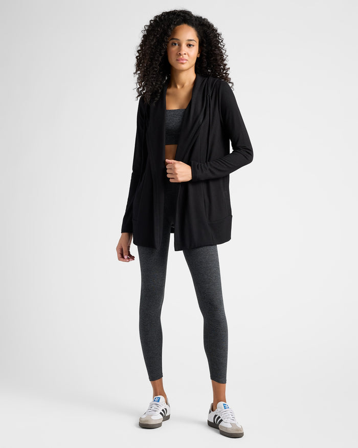 Black $|& Interval Hacci Carefree Cardigan - SOF Full Front
