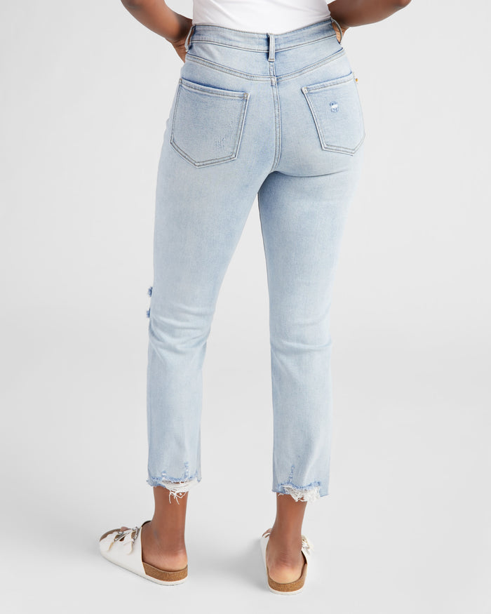 Light Wash $|& SEAS Carly High Rise Cropped Straight Leg Jeans - SOF Back