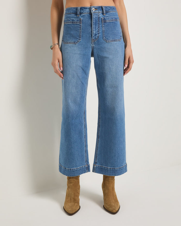 Pacific $|& SEAS Caroline Cropped Wide Leg Jean - SOF Front