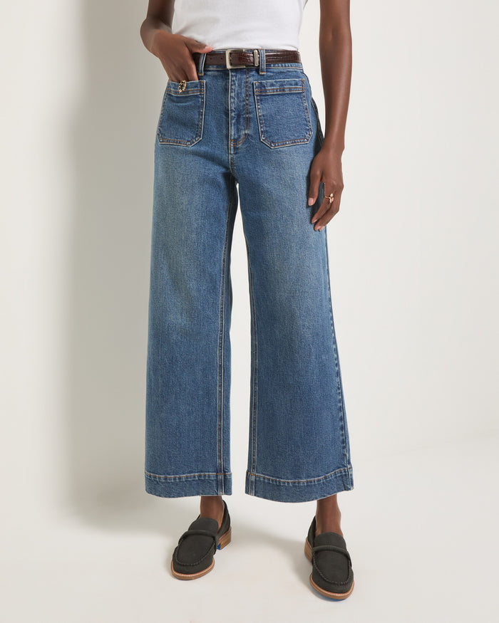 Storm $|& SEAS Caroline Cropped Wide Leg Jean - SOF Front