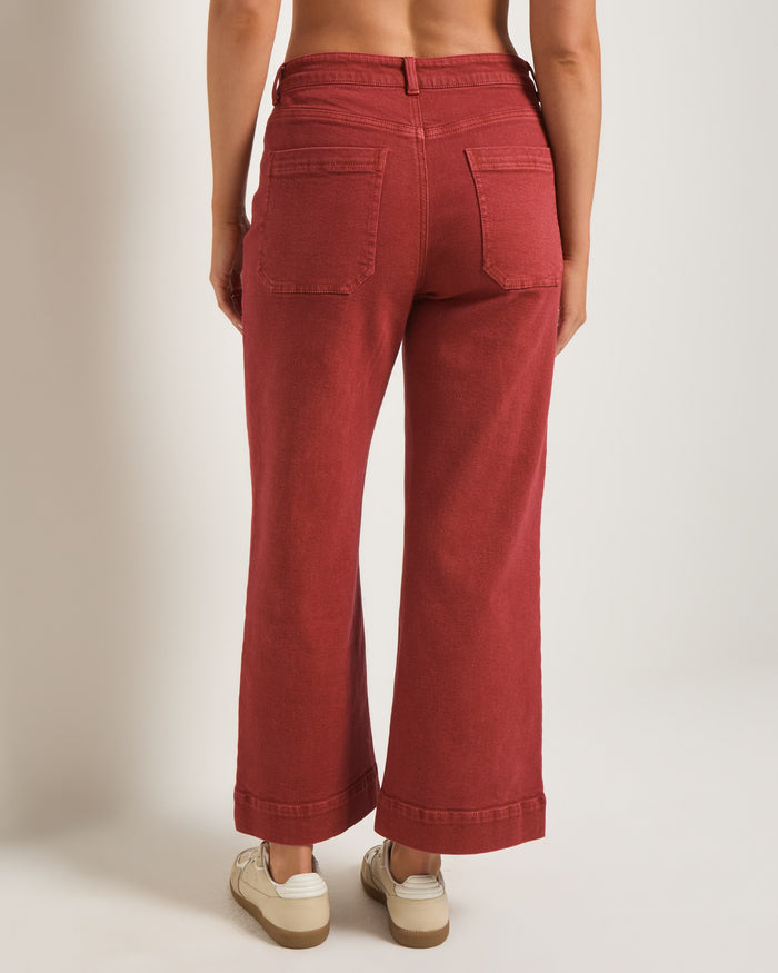 Burlwood $|& SEAS Caroline Cropped Wide Leg Twill Pant - SOF Back