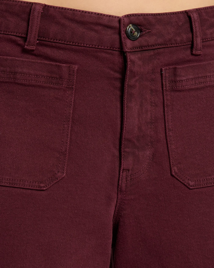 Black Cherry $|& SEAS Caroline Cropped Wide Leg Twill Pant - SOF Full Front