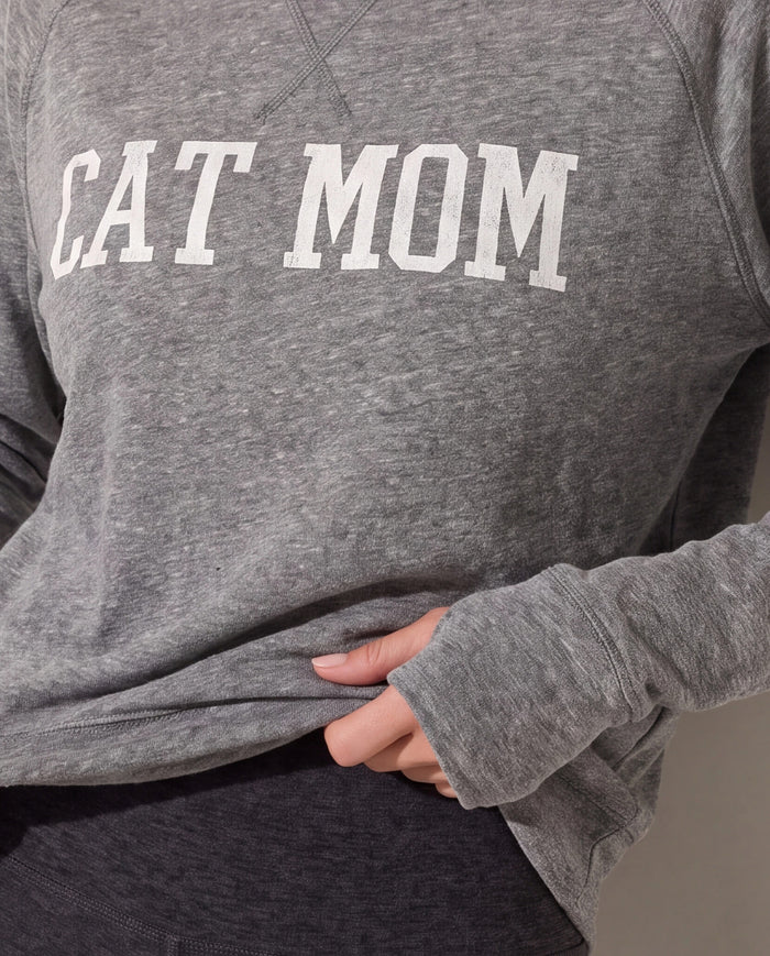 Heather Grey $|& Interval Cat Mom Graphic Top - SOF Full Front