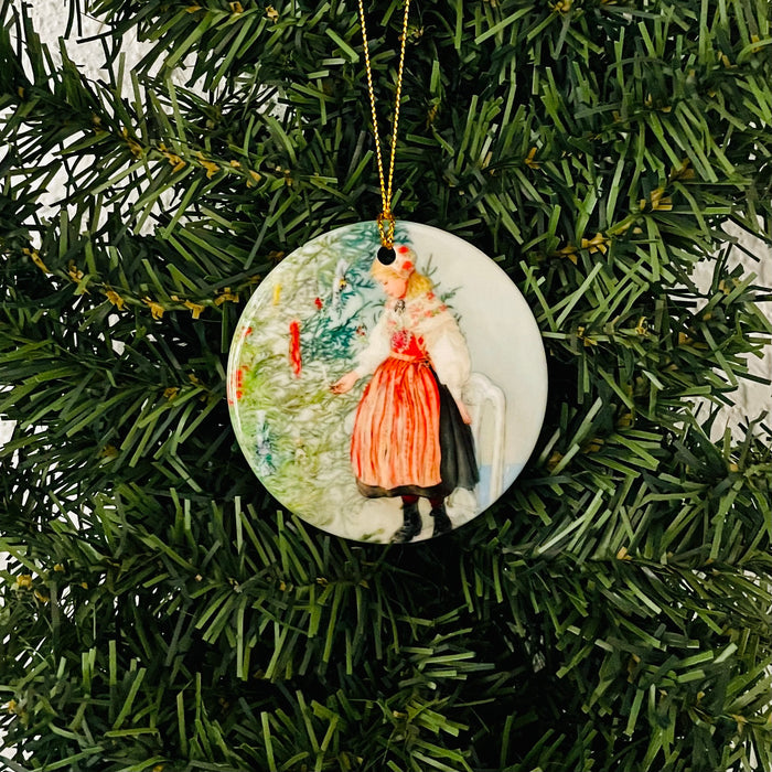 Ceramic Ornament, Carl Larsson Decorating Christmas Tree