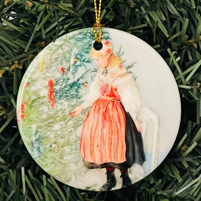 Ceramic Ornament, Carl Larsson Decorating Christmas Tree
