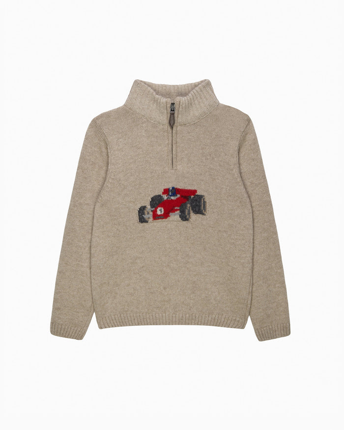 Chelsea Clothing Company Jumper Charles Car Half Zip Jumper in Oatmeal