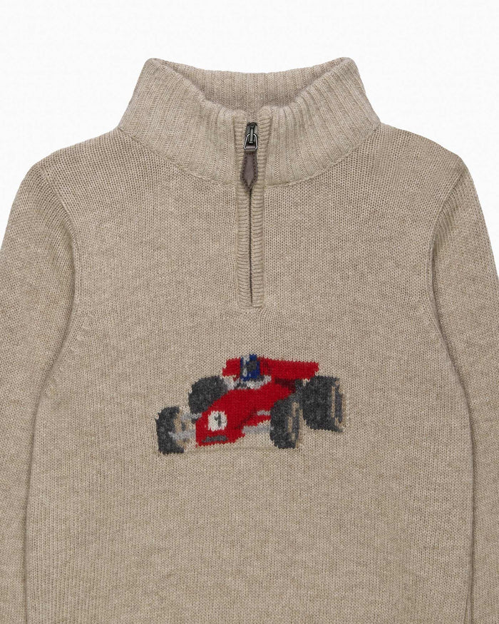 Chelsea Clothing Company Jumper Charles Car Half Zip Jumper in Oatmeal