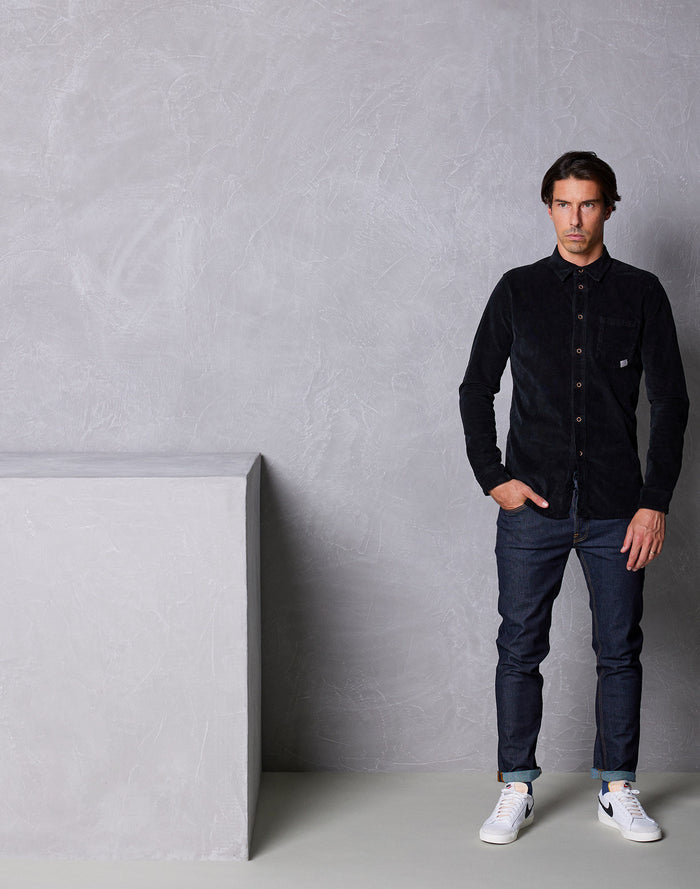 chemise velours black PULLIN en coton