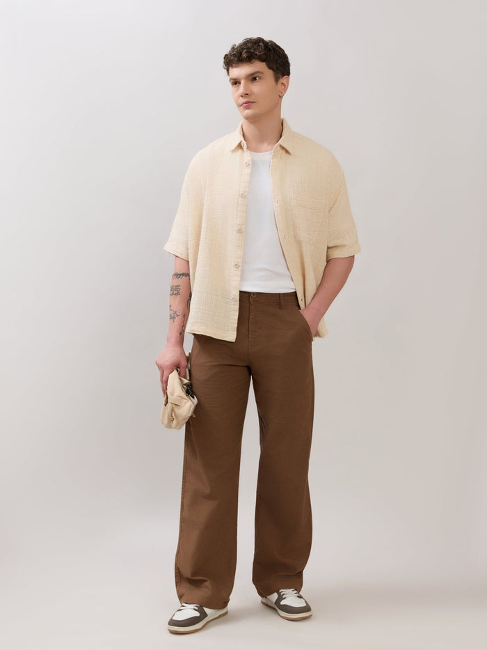 Chic - Loose Fit Linen Pant - Caramel Brown