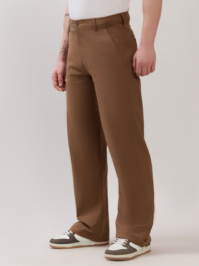 Chic - Loose Fit Linen Pant - Caramel Brown