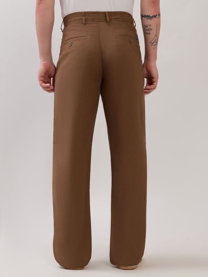 Chic - Loose Fit Linen Pant - Caramel Brown