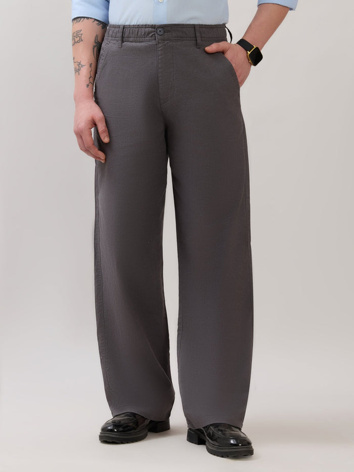 Chic - Loose Fit Linen Pant - Grey Pinstripe