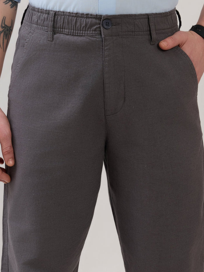 Chic - Loose Fit Linen Pant - Grey Pinstripe