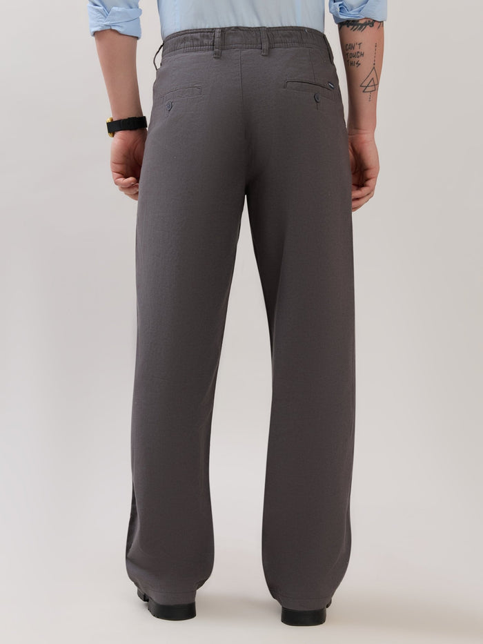 Chic - Loose Fit Linen Pant - Grey Pinstripe