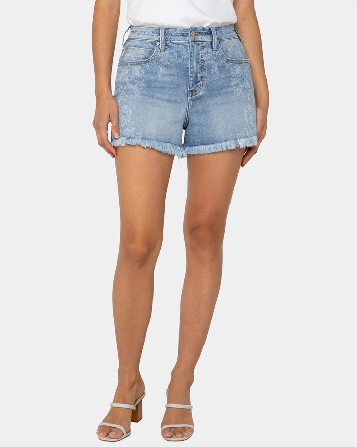 Paisley Laser $|& Liverpool Christine High Rise Frayed Hem Short - VOF Detail