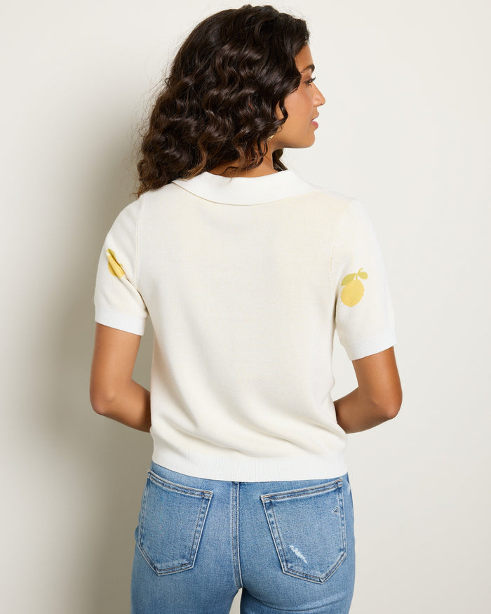 Ivory Lemon $|& Sadie & Sage Citron Embroidered Lemon Knit Shirt - SOF Back