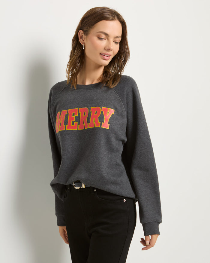 Heather Obsidian $|& SEAS Cliffedge Raglan Merry Sweatshirt - SOF Front