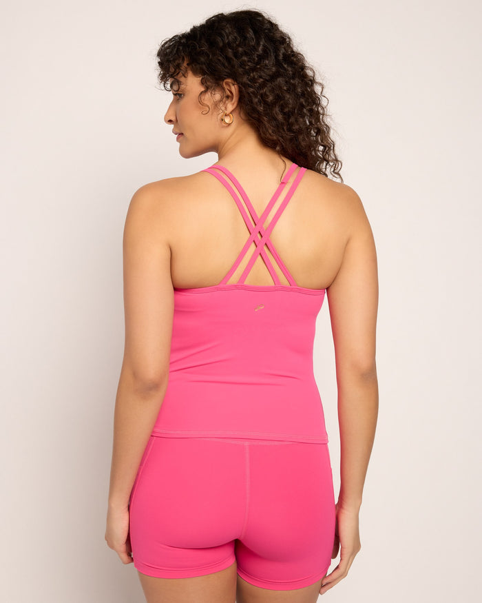Fuchsia $|& Interval Cloudlight Nimble Long Crop Tank - SOF Back