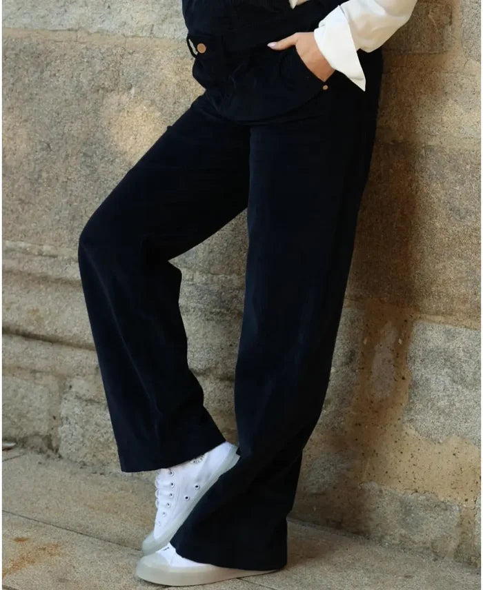 Clyde maternity velvet pants navy
