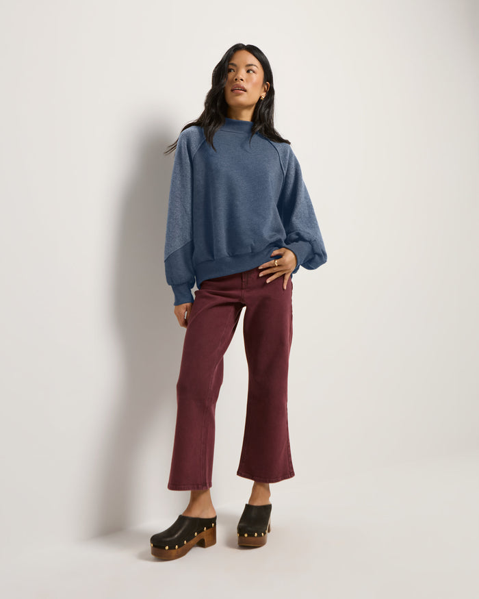 Heather Indigo Haze $|& SEAS Coast Mock Neck Sweatshirt - UGC On Fig