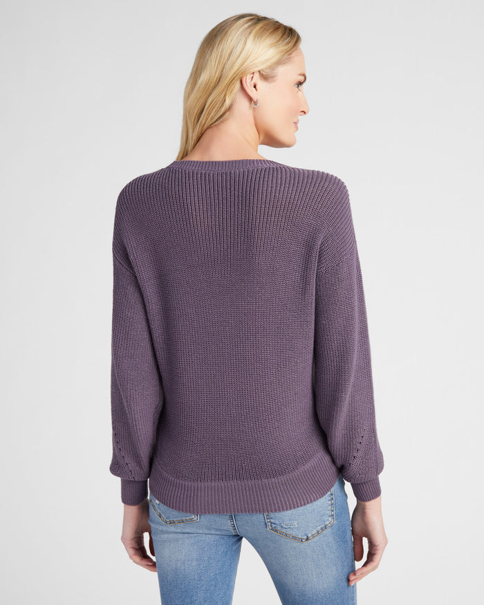 Lavender $|& SEAS Coastal Wrap Sweater - SOF Back