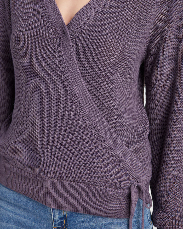Lavender $|& SEAS Coastal Wrap Sweater - SOF Detail