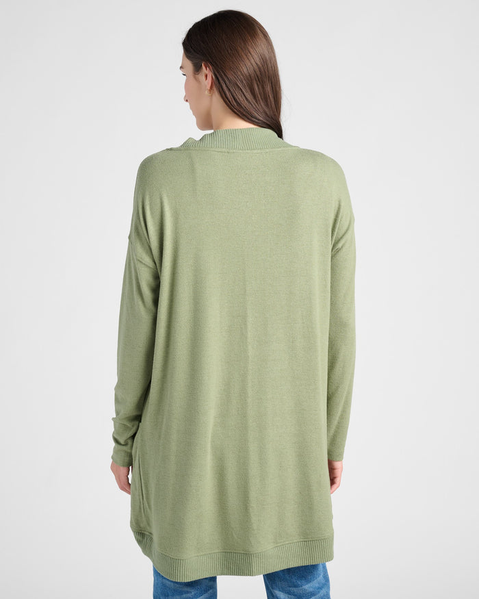 Heather Olive $|& SEAS Cocoon Cardigan - SOF Back