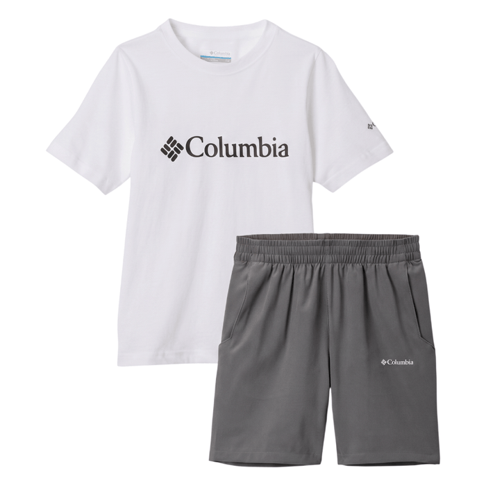 Columbia Infant's 2 Piece Co Ord Set White/Grey T-Shirt & Shorts