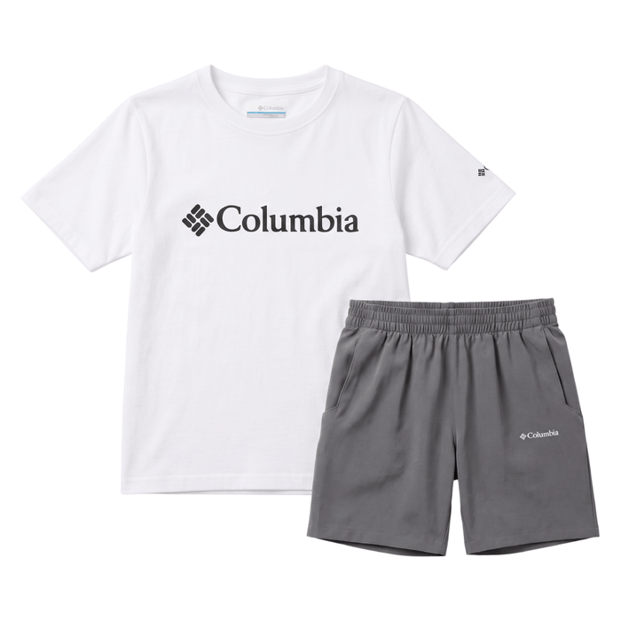 Columbia Junior's 2 Piece Co Ord Set White/Grey T-Shirt & Shorts