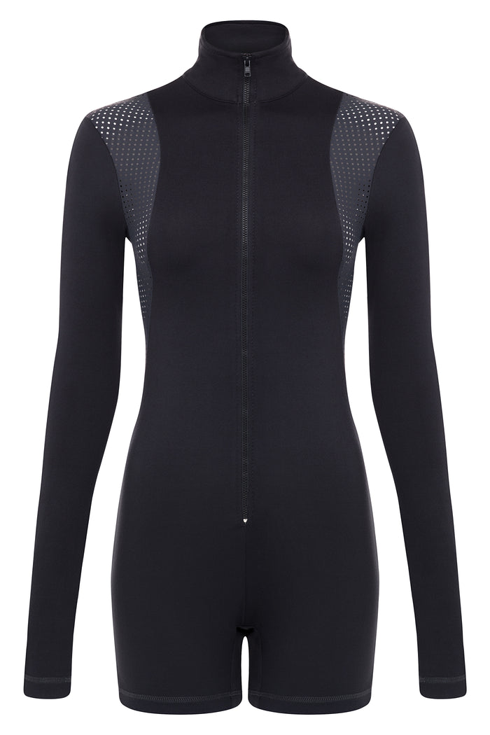 Contour Long Sleeve Romper GUNMETAL