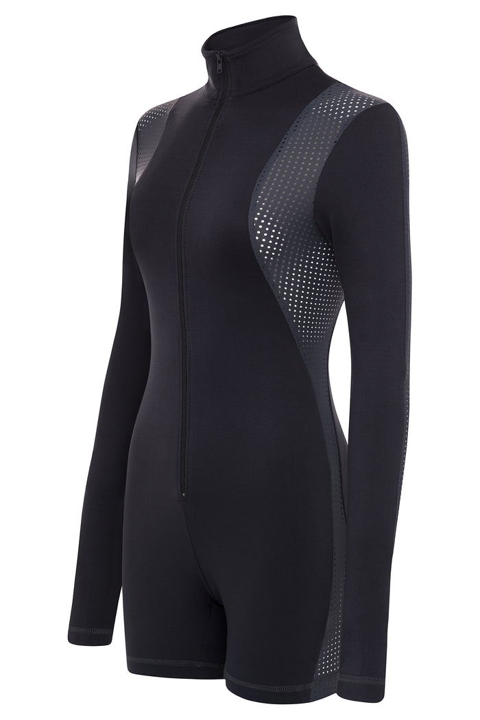 Contour Long Sleeve Romper GUNMETAL