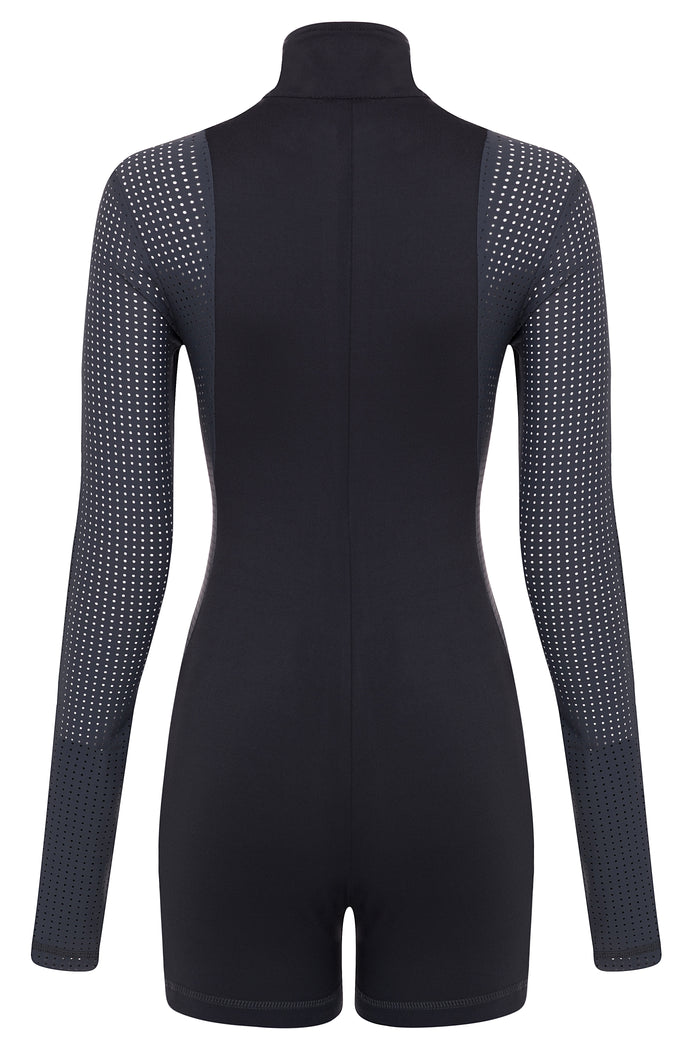 Contour Long Sleeve Romper GUNMETAL