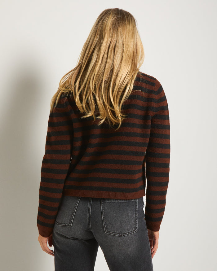 Mahogany Stripe $|& SEAS Coral Charm Cardigan - SOF Back