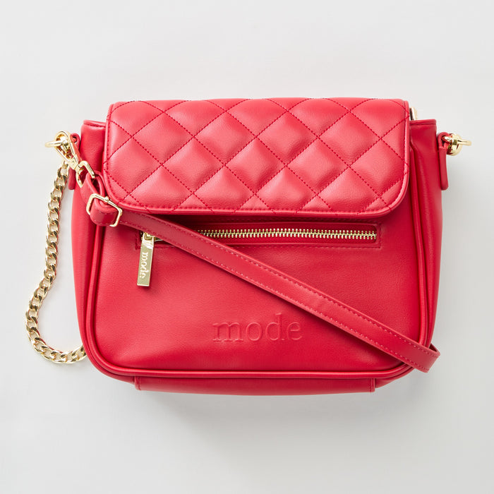 Red $|& mode. Crimson Mode Handbag - SOF Front