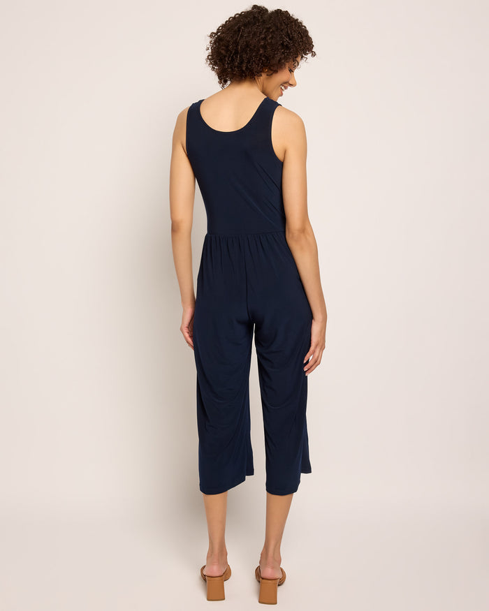 Navy $|& Gilli Crop Jumpsuit - SOF Back