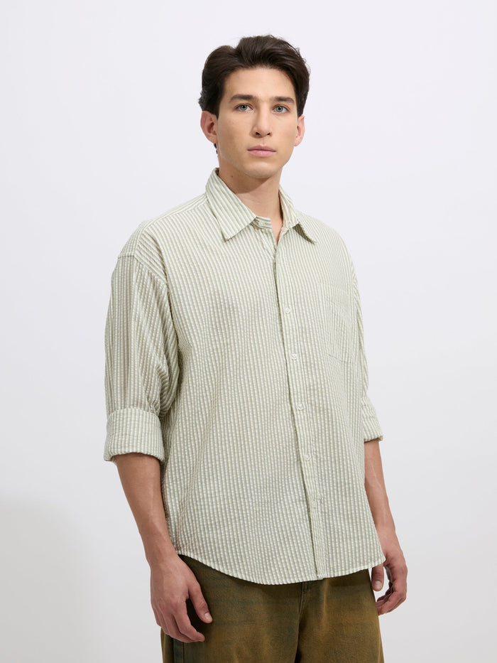 Cullen - Casual Striped Shirt - Green