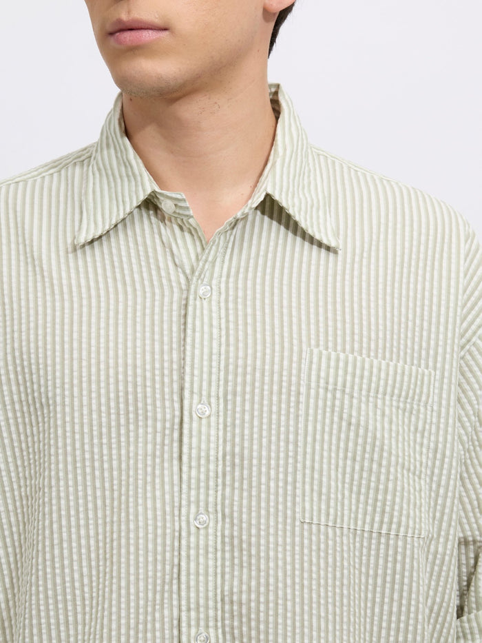 Cullen - men's Casual Striped Shirt - green color
