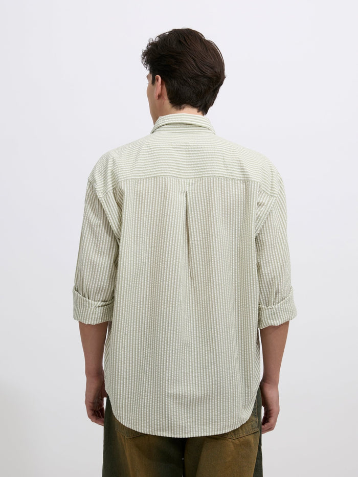 Cullen - men's Casual Striped Shirt - green color