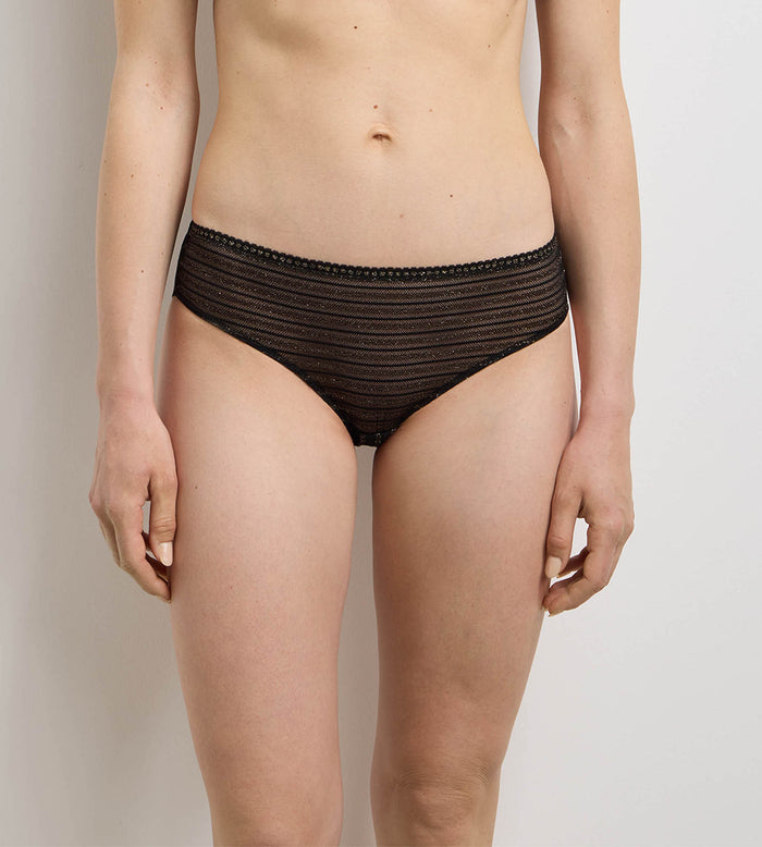 Culotte dentelle noire rayée Holiday