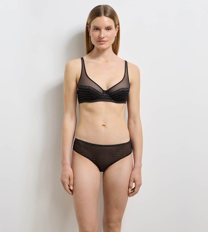 Culotte dentelle noire rayée Holiday