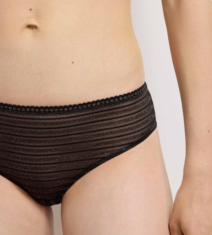Culotte dentelle noire rayée Holiday