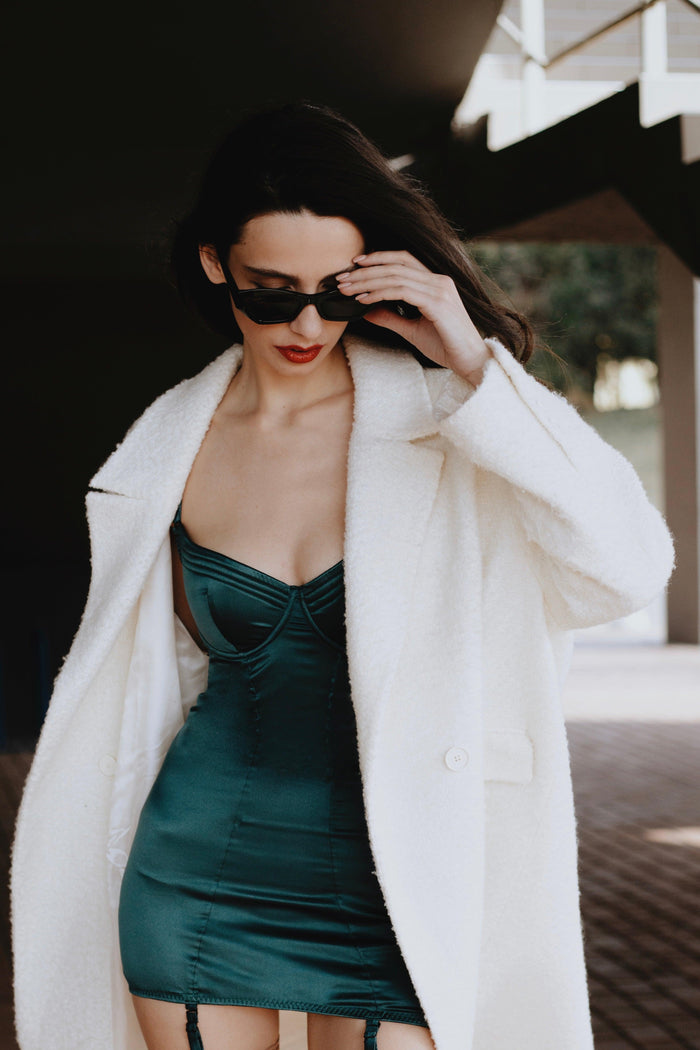 Cymothoe Emerald garter dress - yesUndress