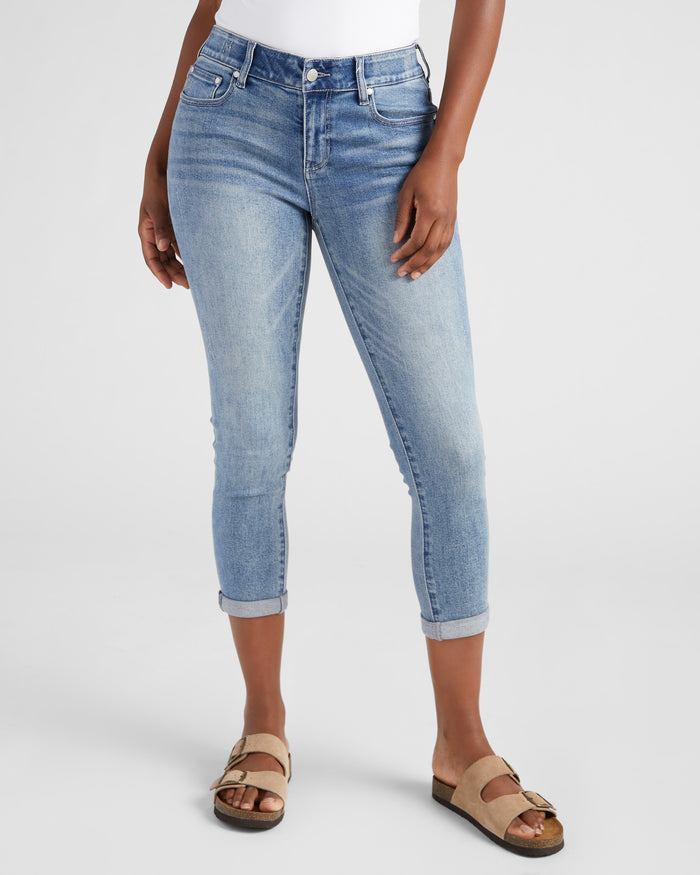 Medium Wash $|& SEAS Cyndi Cuffed Ankle Skinny Jeans - SOF Front
