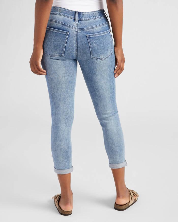 Medium Wash $|& SEAS Cyndi Cuffed Ankle Skinny Jeans - SOF Back