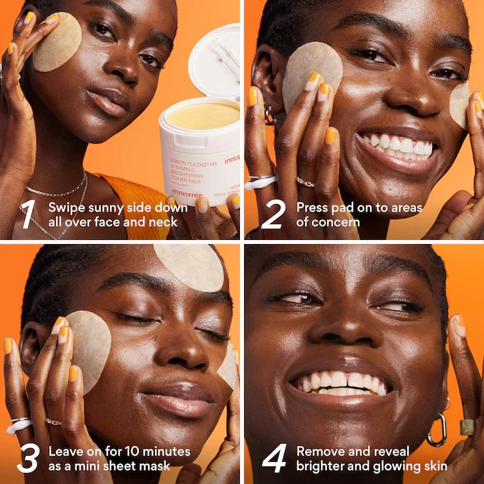 Daily Vitamin C Korean Brightening Toner Pads with Niacinamide for Dark Spots
