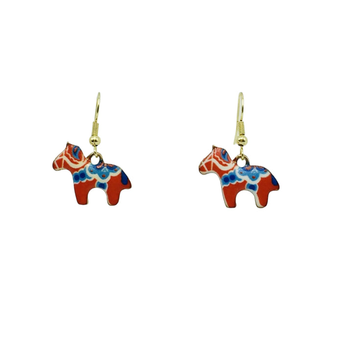 Dala Horse Earrings - Red