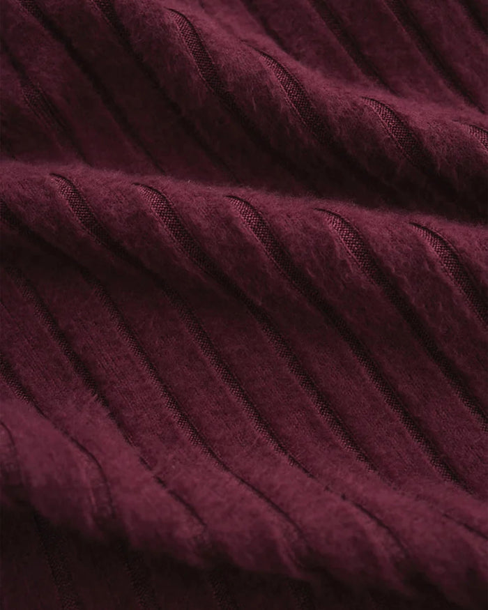 Merlot $|& Z Supply Lounge Dawn Smocked Ribbed Pant - Hanger Back