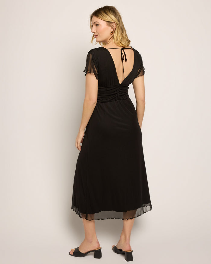 Black $|& Loveappella Deep V Midi Dress - SOF Back