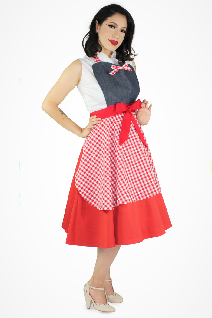 Denim Gingham Apron